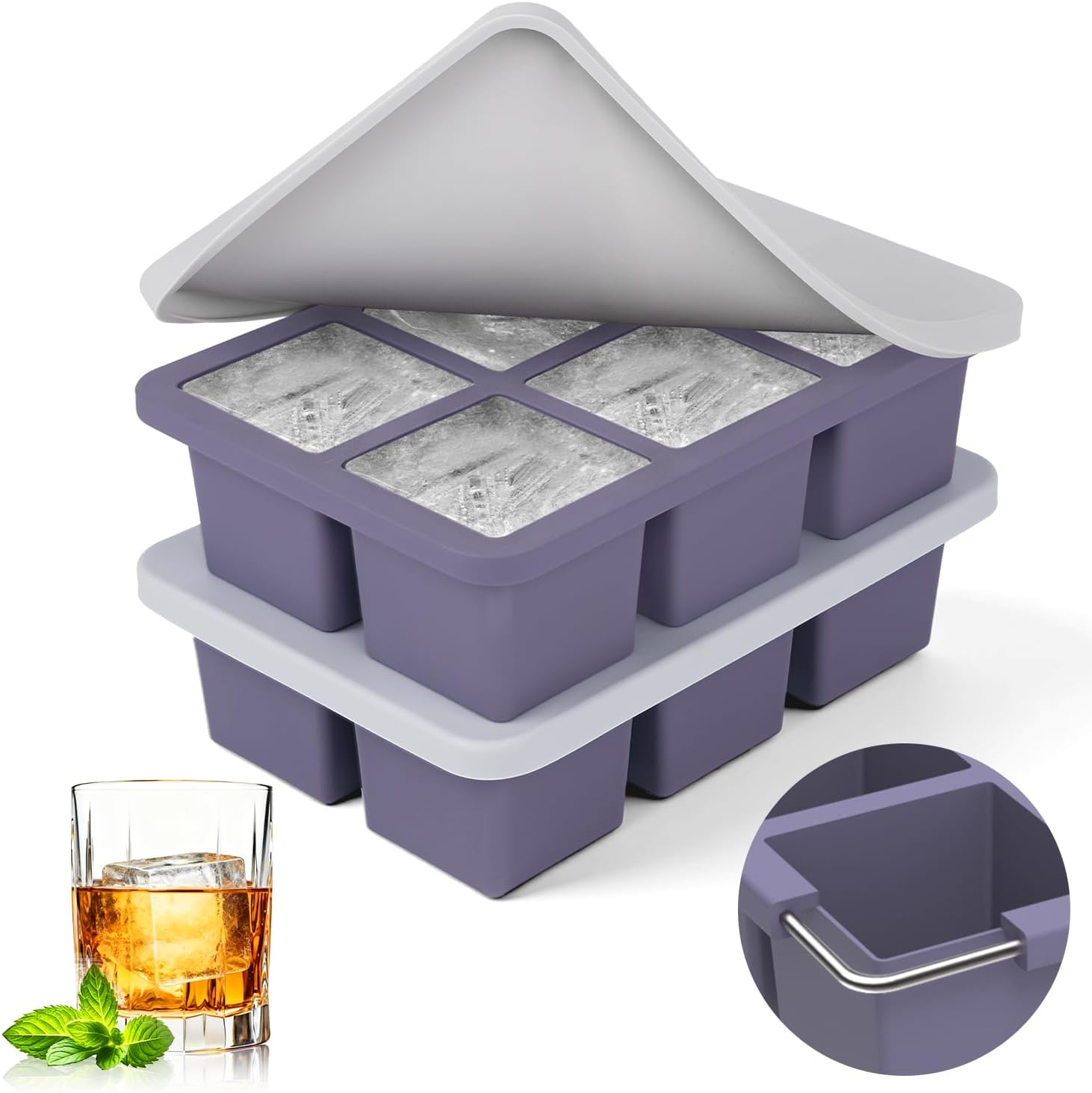 Silicone Mold Tray - Silicone Ice Cube Tray: 2pack Square