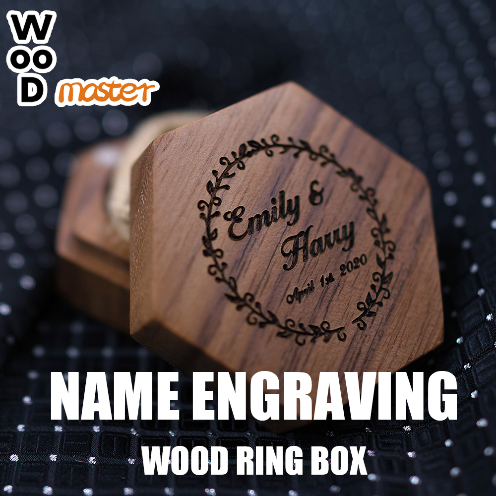 Wood Ring Blank - Customized Wedding proposal ring Box Name