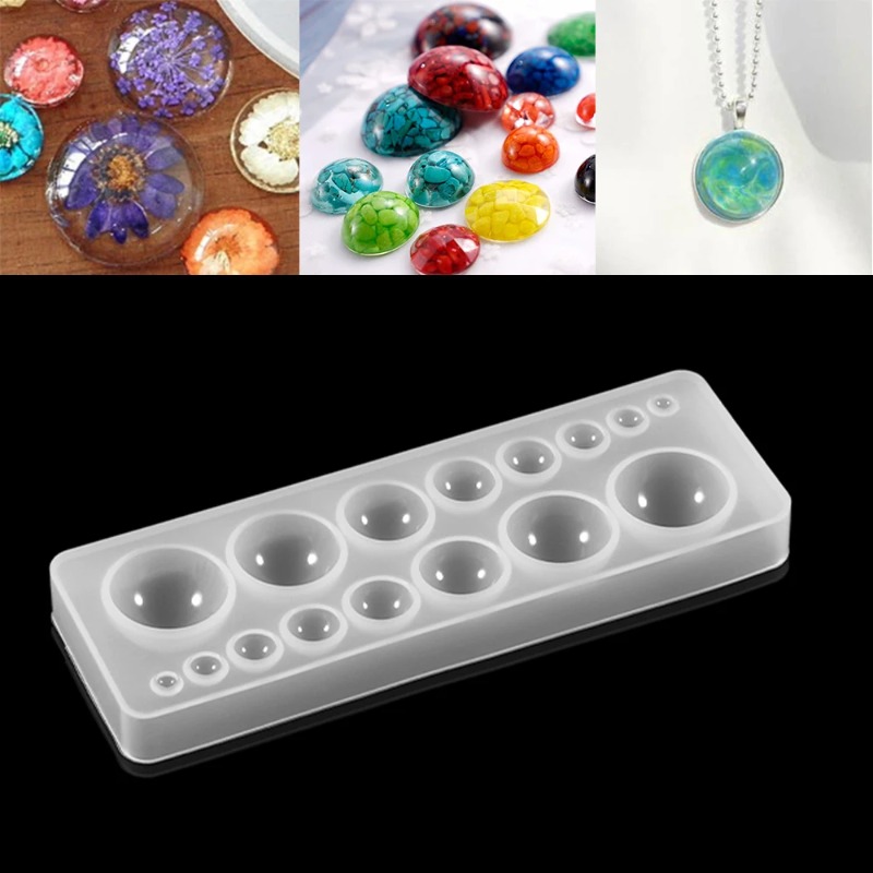 Resin Jewelry Kit - 1pcs Silicone Mold half ball Oblate