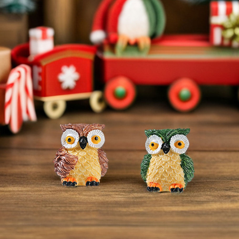 Terrarium Moss Art - 4Pcs Small Resin Owl Decorations Charming