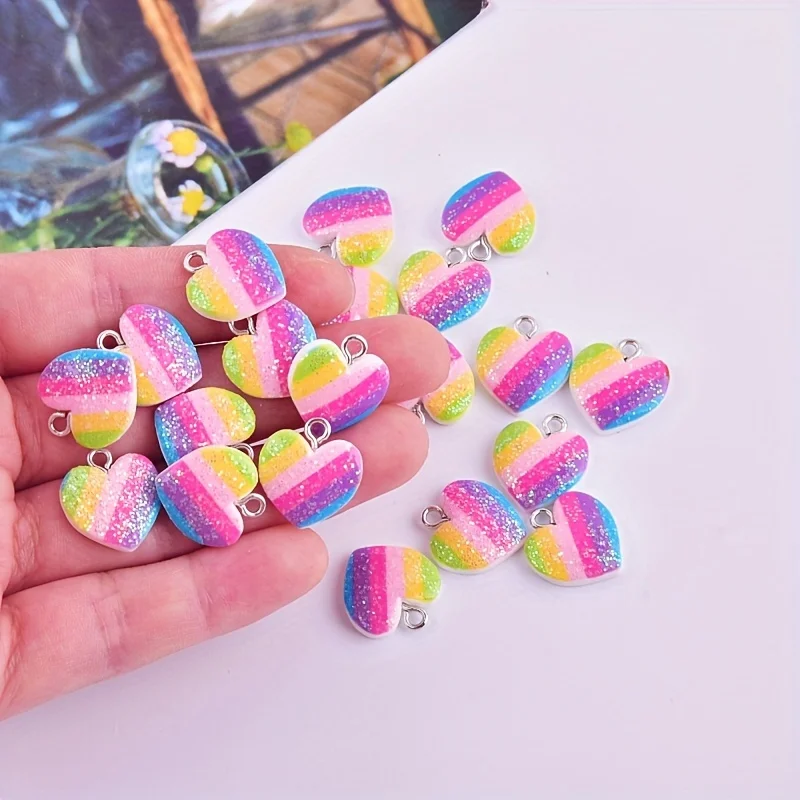 10Pcs Colorful Heart Resin Cha - Resin Crafts Diy recensie en prijs