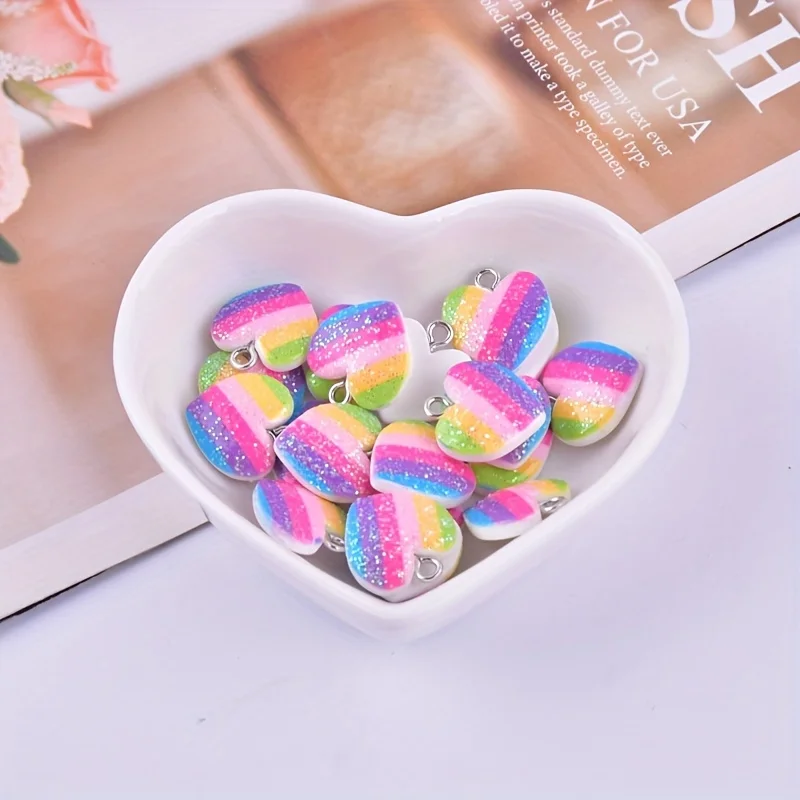 10Pcs Colorful Heart Resin Cha - Resin Crafts Diy recensie en prijs