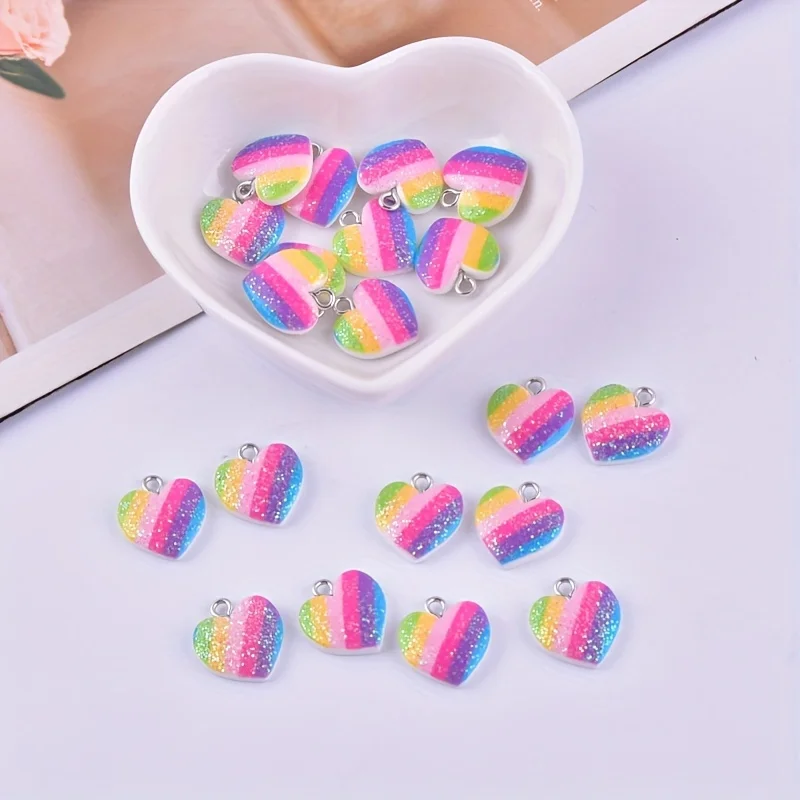 10Pcs Colorful Heart Resin Cha - Resin Crafts Diy recensie en prijs