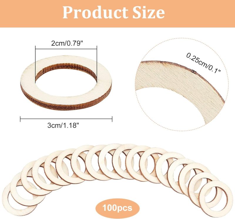 100 Pcs 30mm Natural Wood Ring - Wood Ring Blank recensie en prijs