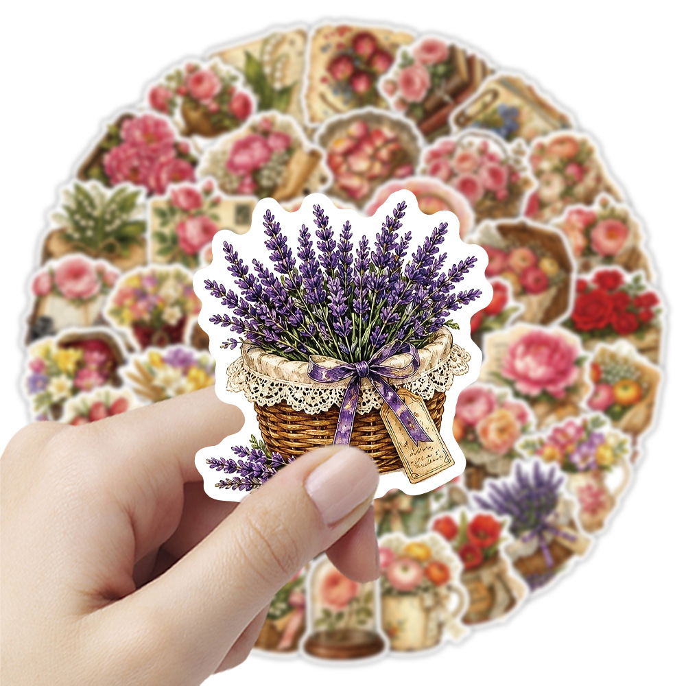 50Pcs Vintage Floral Stickers  - Dried Flower Bulk recensie en prijs