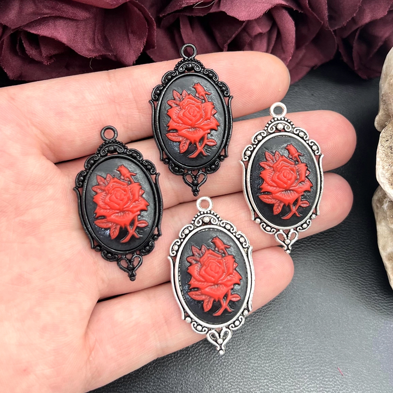 4pcs Gothic Red Rose Cameo Cha - Flower Preservation Resin recensie en prijs