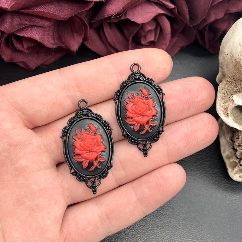 4pcs Gothic Red Rose Cameo Cha - Flower Preservation Resin recensie en prijs