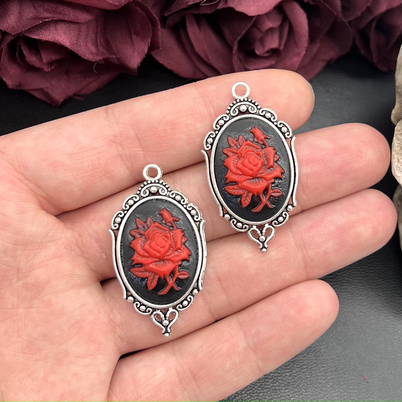 4pcs Gothic Red Rose Cameo Cha - Flower Preservation Resin recensie en prijs